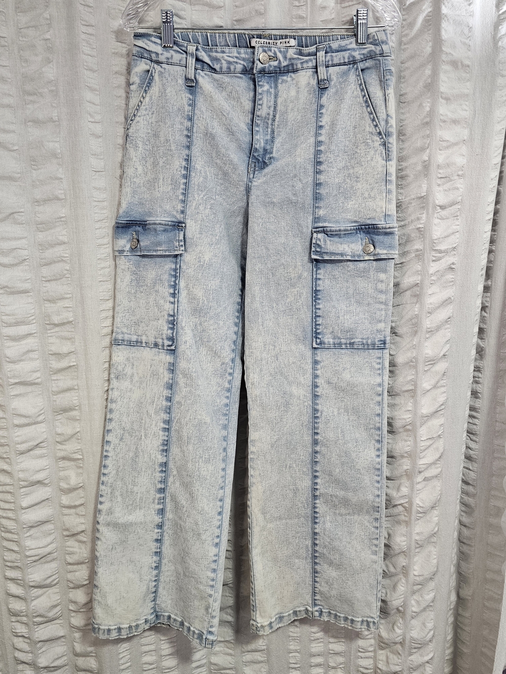 Celebrity Pink Wide Leg Cargos Light Wash Jeans Women
